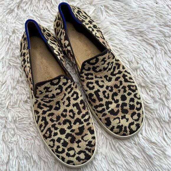Rothys Leopard Print Slip-On Sneakers Rounded Toe US 7.5 - Picture 1 of 9